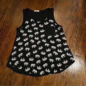 Le Lis Black and White Elephant Print Women’s Tank Top